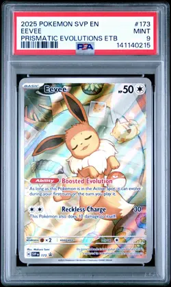 2025 POKEMON PRISMATIC EVOLUTIONS ELITE TRAINER BOX PROMO #173 EEVEE PSA 9 - Image 1