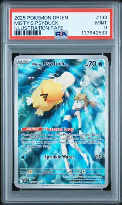 2025 POKEMON DRI EN-DESTINED RIVALS ILLUSTRATION RARE #193 MISTY'S PSYDUCK PSA 9 - Image 1