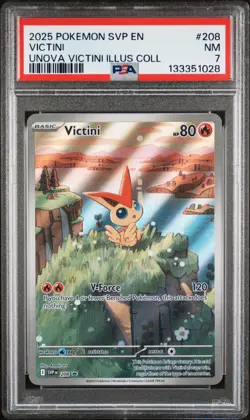 2025 POKEMON SVP PROMO UNOVA VICTINI ILLUSTRATION COLLECTION #208 VICTINI PSA 7 - Image 1