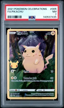 2021 POKEMON CELEBRATIONS #005 FULL ART/PIKACHU PSA 7 - Image 1