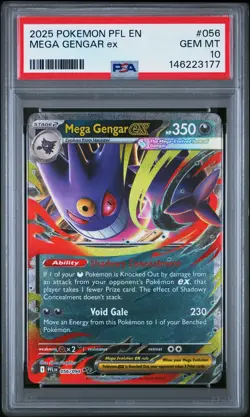 2025 POKEMON PFL EN-PHANTASMAL FLAMES #056 MEGA GENGAR EX PSA 10 - Image 1