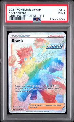 2021 POKEMON SWORD & SHIELD CHILLING REIGN SECRET #212 FULL ART/BRAWLY PSA 9 - Image 1