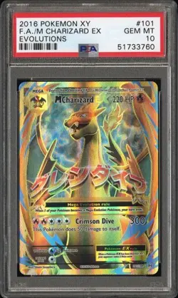 2016 Pokemon Mega/M Charizard EX XY Evolutions Full Art #101 PSA 10 - Image 1