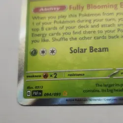 Pokemon Vileplume 094/091 SV: Paldean Fates Shiny Rare Holo 140 HP Solar Beam - Image 3