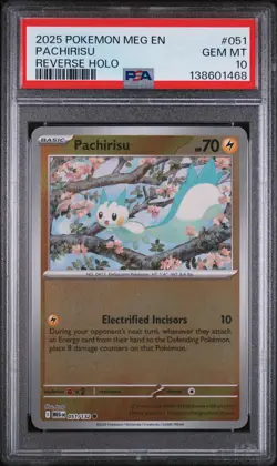 2025 POKEMON MEG EN-MEGA EVOLUTION REVERSE HOLO #051 PACHIRISU PSA 10 - Image 1