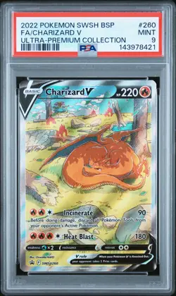 2022 POKEMON SWSH BLACK STAR PROMO #260 FULL ART/CHARIZARD V PSA 9 - Image 1
