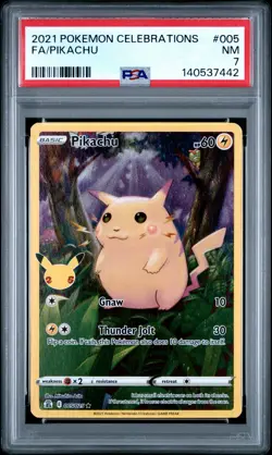 2021 POKEMON CELEBRATIONS #005 FULL ART/PIKACHU PSA 7 - Image 1
