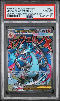 2025 POKEMON MEP EN-ME BLACK STAR PROMO #023 MEGA CHARIZARD X EX PSA 10 - Image 1