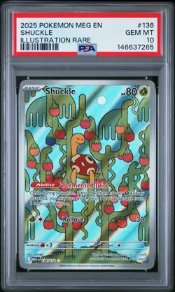 2025 POKEMON MEG EN-MEGA EVOLUTION ILLUSTRATION RARE #136 SHUCKLE PSA 10 - Image 1