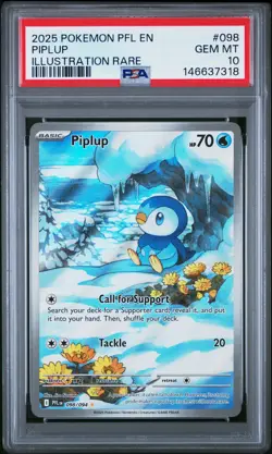 2025 POKEMON PFL EN-PHANTASMAL FLAMES ILLUSTRATION RARE #098 PIPLUP PSA 10 - Image 1