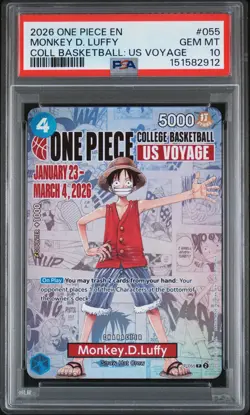 2026 ONE PIECE PROMOS COLLEGE BASKETBALL: US VOYAGE MONKEY D. LUFFY PSA 10 - Image 1