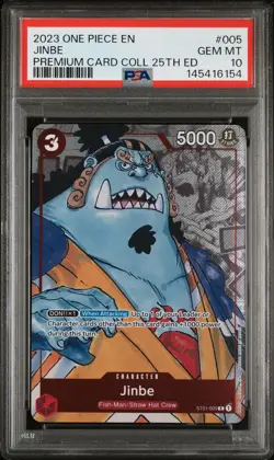 2023 ONE PIECE PREMIUM BANDAI PREMIUM COLLECTION 25TH EDITION #005 JINBE PSA 10 - Image 1