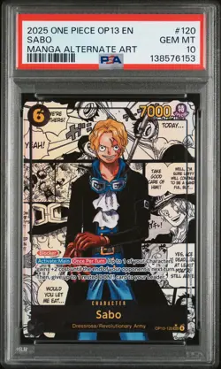 2025 ONE PIECE OP13-CARRYING ON HIS WILL MANGA ALTERNATE ART #120 SABO PSA 10 - Image 1