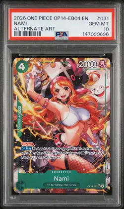 2026 ONE PIECE OP14-EB04-THE AZURE SEA'S SEVEN ALTERNATE ART #031 NAMI PSA 10 - Image 1