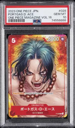 2023 ONE PIECE JAPANESE PROMOS MAGAZINE VOL.16 #028 PORTGAS D. ACE PSA 10 - Image 1
