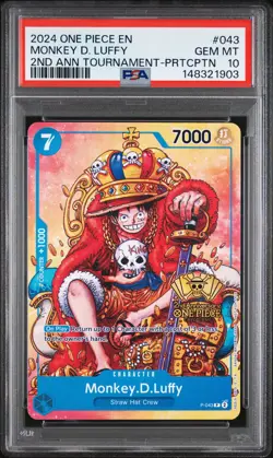 2024 ONE PIECE PROMOS 2ND ANV TOURNAMENT-PARTICIPATION MONKEY D. LUFFY PSA 10 - Image 1