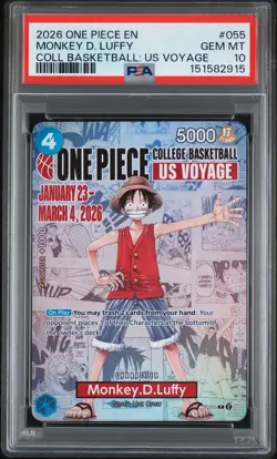 2026 ONE PIECE PROMOS COLLEGE BASKETBALL: US VOYAGE MONKEY D. LUFFY PSA 10 - Image 1