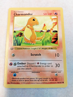 Charmander 1st Edition Shadowless 46/102 Base Set Pokemon Card NEAR MINT - Image 1
