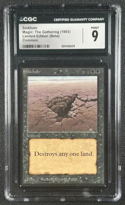 SINKHOLE CGC 9 1993 MAGIC: THE GATHERING MTG BETA #NNO COMMON 8229 - Image 1