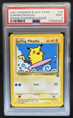 2001 Pokemon Wizards Black Star Promos Surfing Pikachu #28 PSA 9 - Image 1