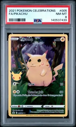 2021 POKEMON CELEBRATIONS #005 FULL ART/PIKACHU PSA 8 - Image 1