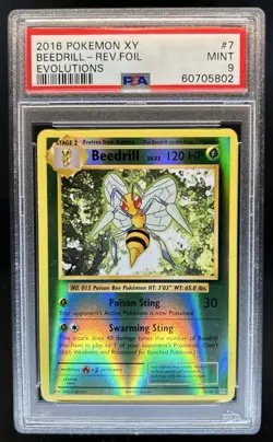 2016 Pokemon XY Evolutions Beedrill Reverse Holo #7/108 PSA 9 - Image 1