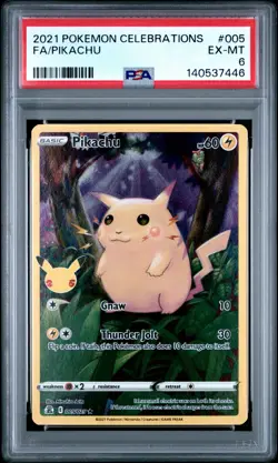 2021 POKEMON CELEBRATIONS #005 FULL ART/PIKACHU PSA 6 - Image 1