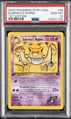 2000 POKEMON GYM CHALLENGE 1ST EDITION #56 SABRINA'S HYPNO PSA 10 - Image 1