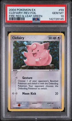 2004 POKEMON EX FIRE RED & LEAF GREEN #59 CLEFAIRY-REVERSE FOIL PSA 10 - Image 1