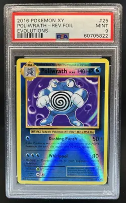 2016 Pokemon XY Evolutions Poliwrath Reverse Holo #25/108 PSA 9 - Image 1