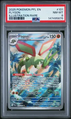 2025 POKEMON PFL EN-PHANTASMAL FLAMES ILLUSTRATION RARE #101 FLYGON PSA 8 - Image 1