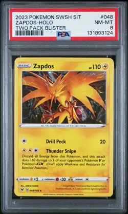 2023 POKEMON SWORD & SHIELD SILVER TEMPEST TWO PACK BLISTER ZAPDOS-HOLO PSA 8 - Image 1