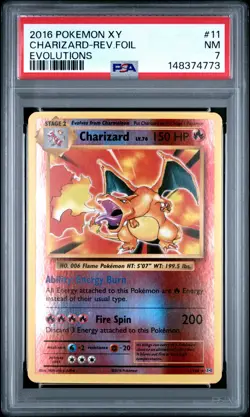 2016 POKEMON XY EVOLUTIONS #11 CHARIZARD-REVERSE FOIL PSA 7 - Image 1