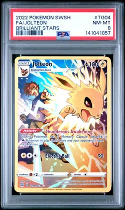 2022 POKEMON SWORD & SHIELD BRILLIANT STARS #TG04 FULL ART/JOLTEON PSA 8 - Image 1