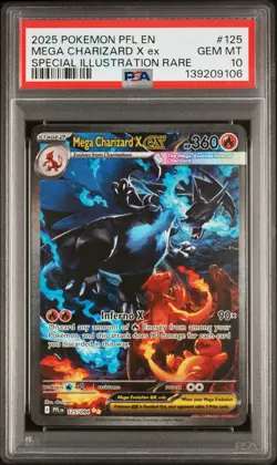 2025 POKEMON PFL SPECIAL ILLUSTRATION RARE #125 MEGA CHARIZARD X EX PSA 10 - Image 1