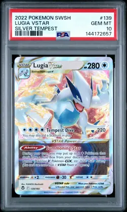 2022 POKEMON SWORD & SHIELD SILVER TEMPEST #139 LUGIA VSTAR PSA 10 - Image 1