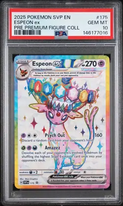 2025 POKEMON PRISMATIC EVOLUTIONS PREMIUM FIGURE COLLECTION ESPEON EX PSA 10 - Image 1