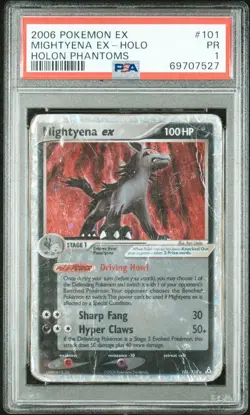 2006 POKEMON EX HOLON PHANTOMS #101 MIGHTYENA EX-HOLO PSA 1 - Image 1