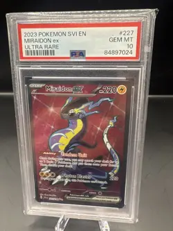 PSA 10 GEM MINT 2023 Pokemon Scarlet & Violet MIRAIDON EX #227 Full Art - Image 1