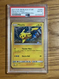 2017 POKEMON SM BLACK STAR PROMO #SM81 PIKACHU-HOLO PSA 8 Premium Collection - Image 3