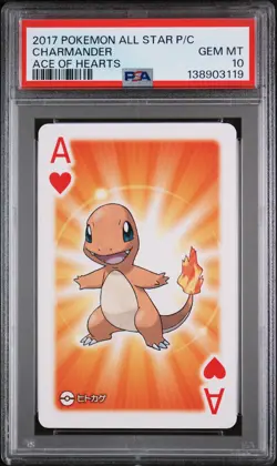2017 POKEMON AS PLAYING CARDS ACE OF HEARTS CHARMANDER PSA 10 - Image 1