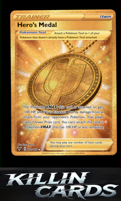Hero's Medal (Secret) 201/185 Pokemon Secret Rare SWSH04: Vivid Voltage Card NM - Image 1