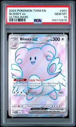 2024 POKEMON TWM EN-TWILIGHT MASQUERADE ULTRA RARE #201 BLISSEY EX PSA 10 - Image 1