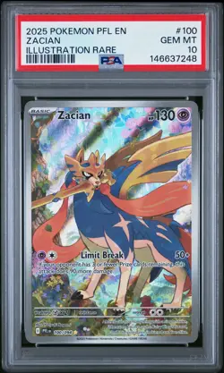 2025 POKEMON PFL EN-PHANTASMAL FLAMES ILLUSTRATION RARE #100 ZACIAN PSA 10 - Image 1