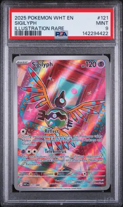 2025 POKEMON WHT EN-WHITE FLARE ILLUSTRATION RARE #121 SIGILYPH PSA 9 - Image 1
