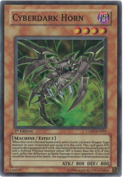 Yu-Gi-Oh! Cyberdark Horn (NM) 1st edition Super Rare CDIP-EN001 - Image 1