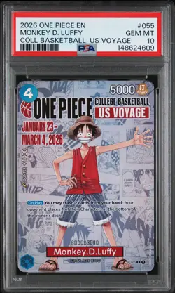 2026 ONE PIECE PROMOS COLLEGE BASKETBALL: US VOYAGE MONKEY D. LUFFY PSA 10 - Image 1