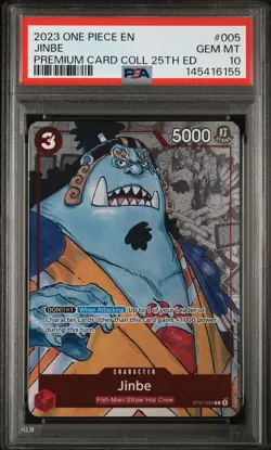 2023 ONE PIECE PREMIUM BANDAI PREMIUM COLLECTION 25TH EDITION #005 JINBE PSA 10 - Image 1