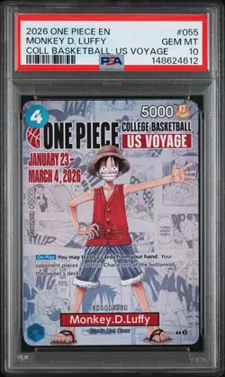 2026 ONE PIECE PROMOS COLLEGE BASKETBALL: US VOYAGE MONKEY D. LUFFY PSA 10 - Image 1