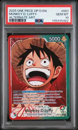 2025 ONE PIECE OP13-CARRYING ON HIS WILL ALTERNATE ART MONKEY D. LUFFY PSA 10 - Image 1